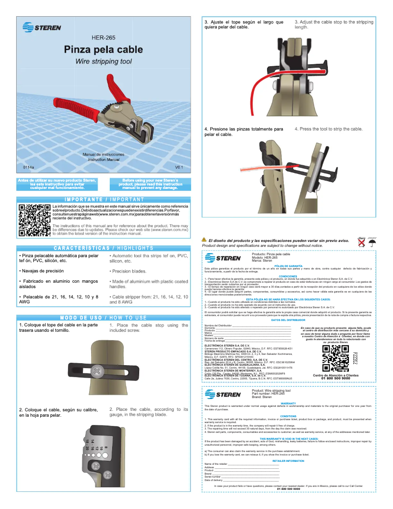 Página 1 del manual Manual de usuario Steren HER-265