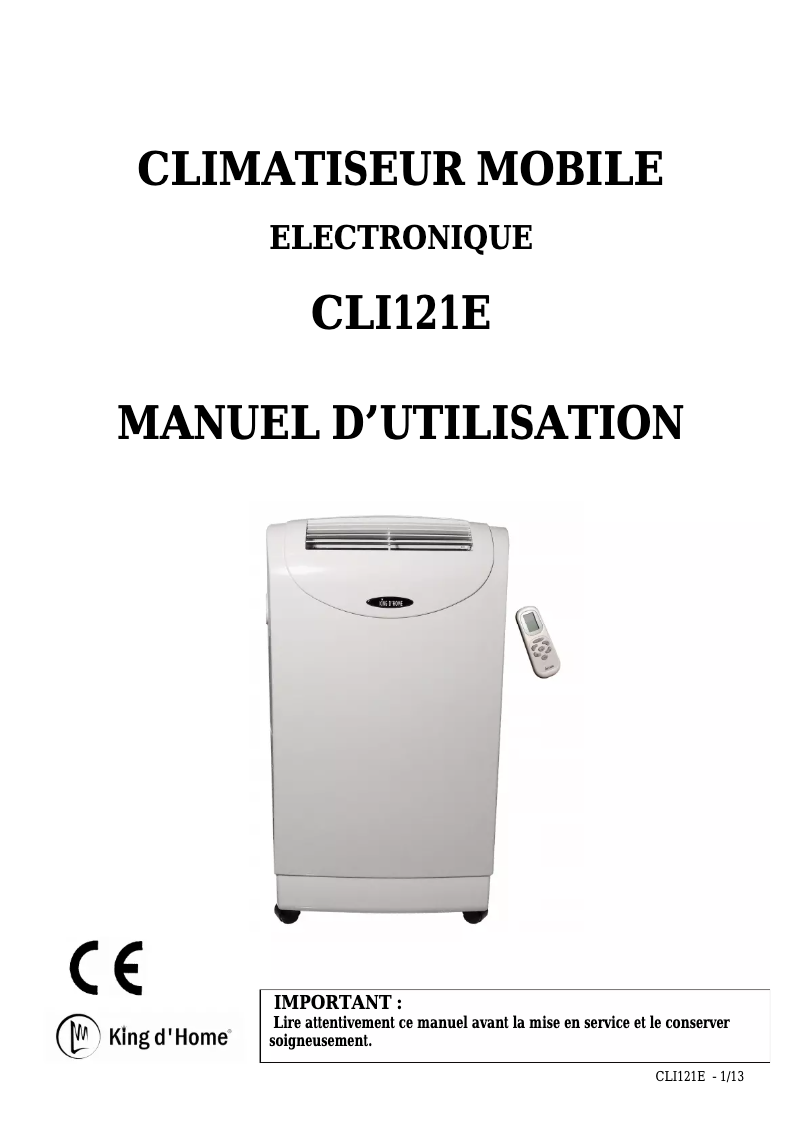 Page 1 de la notice Manuel utilisateur King D'Home CLI121E