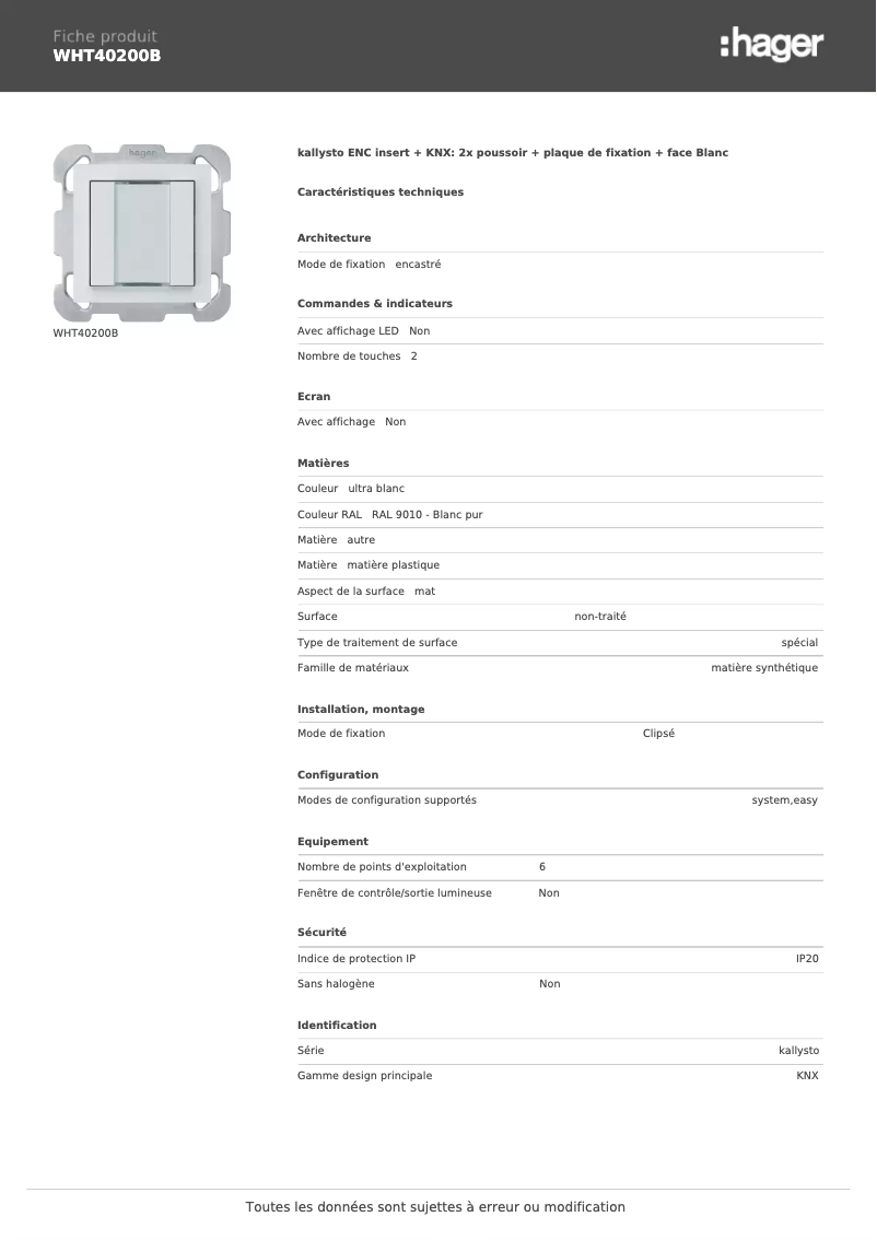 Image de la première page du manuel de l'appareil WHT40200B