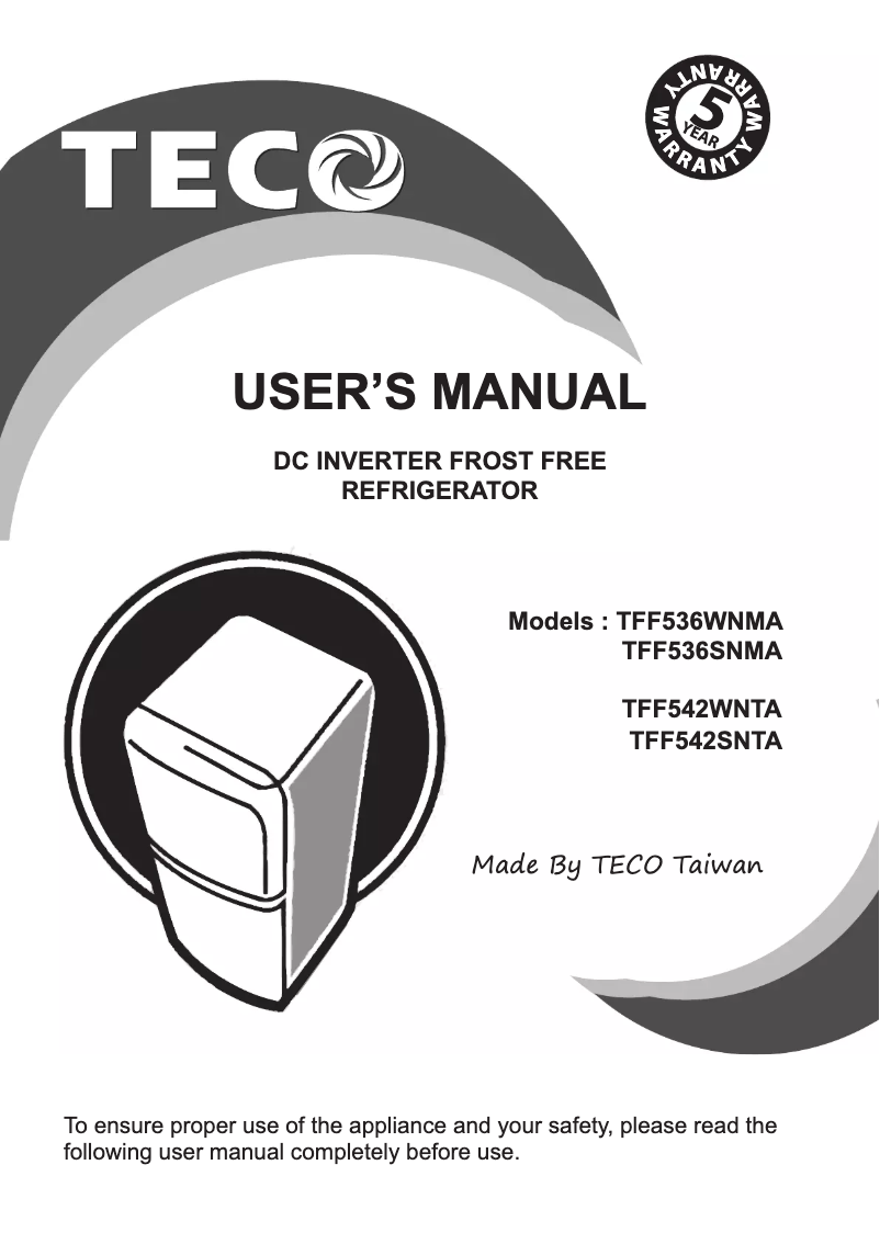 Page n°1 - Manuel utilisateur Teco TFF536WNMA