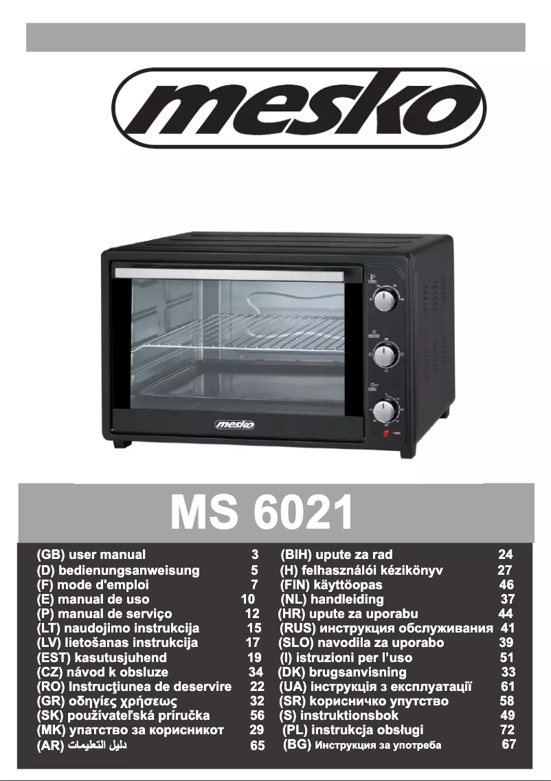 Page n°1 - Manuel utilisateur Mesko MS 6021