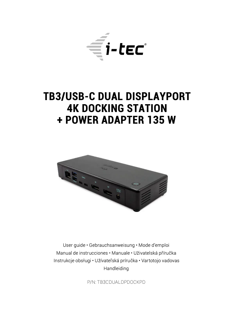 Página 1 del manual Manual de usuario i-TEC TB3CDUALDPDOCK