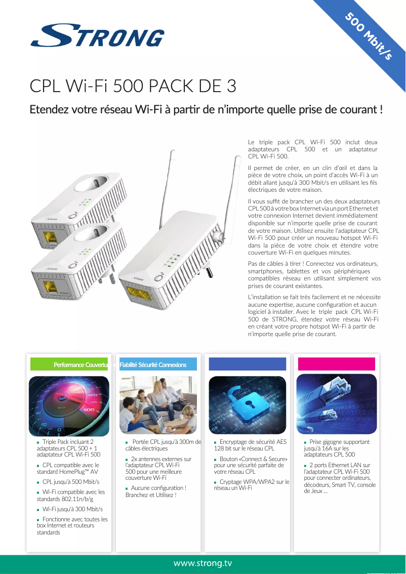Page 1 de la notice Manuel utilisateur Strong Powerline Wi-Fi 500