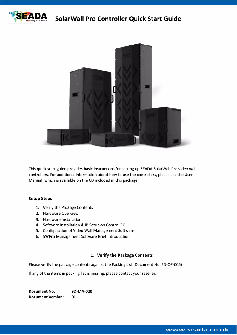 Page 1 de la notice Manuel utilisateur SEADA SWP10