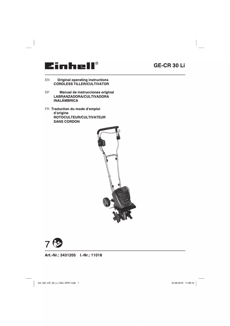 Page 1 de la notice Manuel utilisateur Einhell GE-CR 30 Li