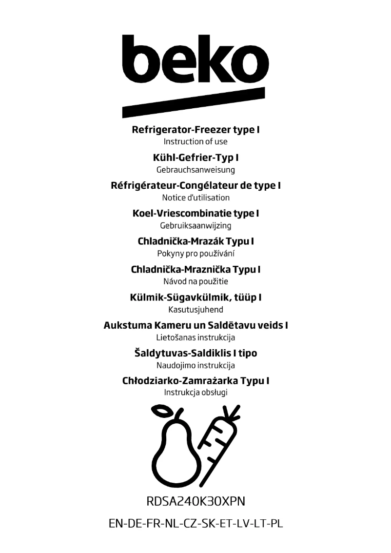 Page n°1 - Manuel utilisateur Beko RDSA240K30XPN