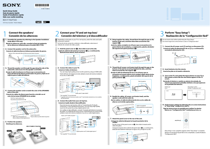 Page 1 de la notice Manuel utilisateur Sony BDV-F700