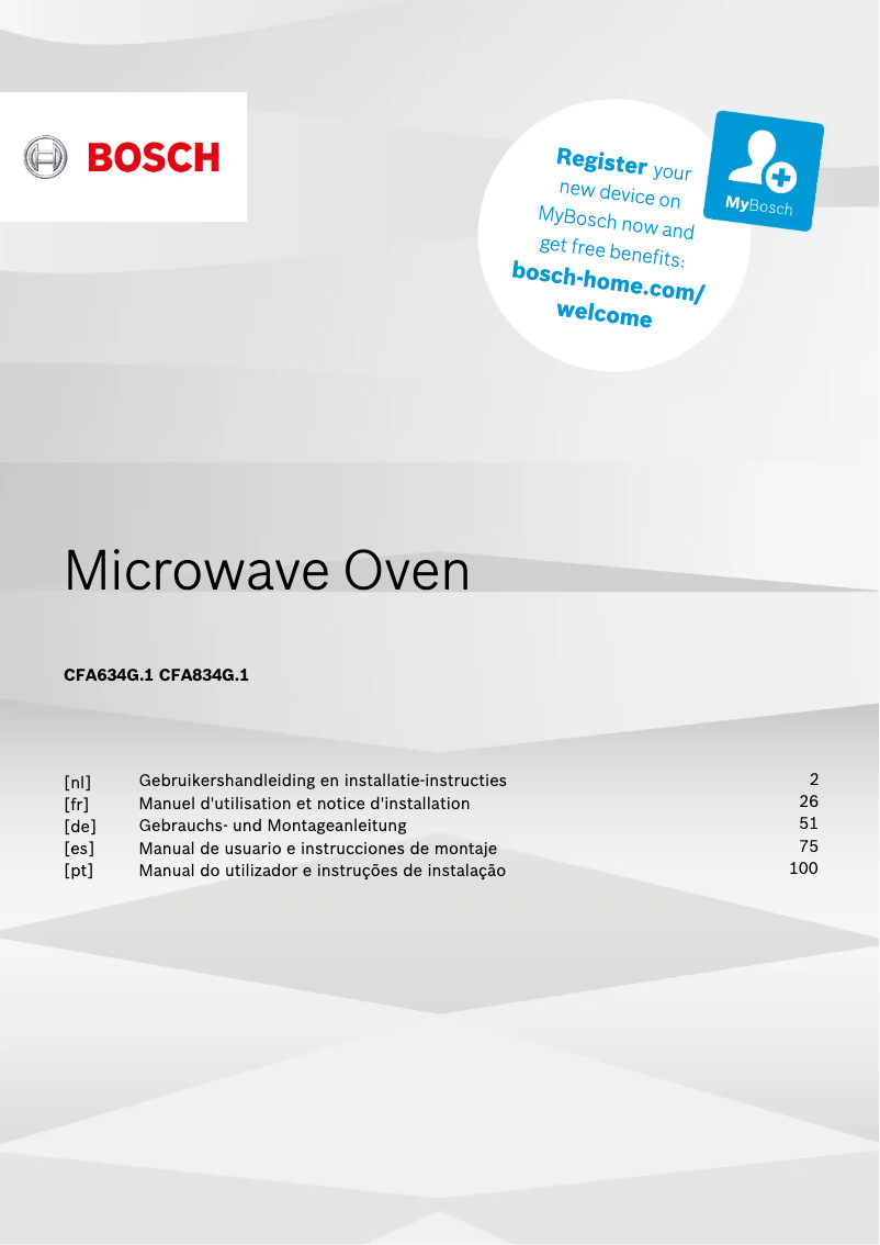 Page 1 de la notice Manuel utilisateur Bosch CFA834GC1