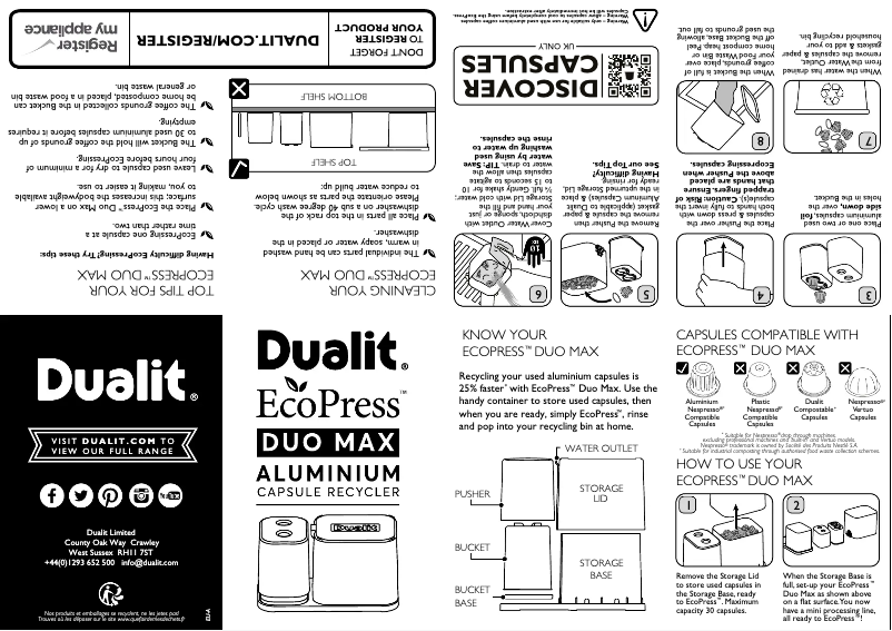 Page n°1 - Manuel utilisateur Dualit EcoPress Duo Max