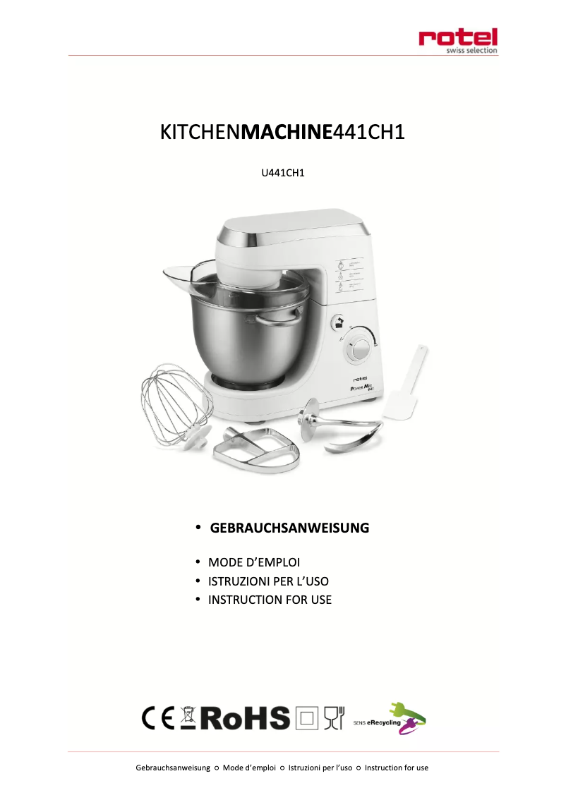 Page n°1 - Manuel utilisateur Rotel U441CH1