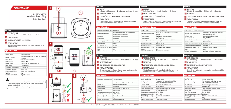 Page n°1 - Manuel utilisateur Hikvision DS-PSP1-WE
