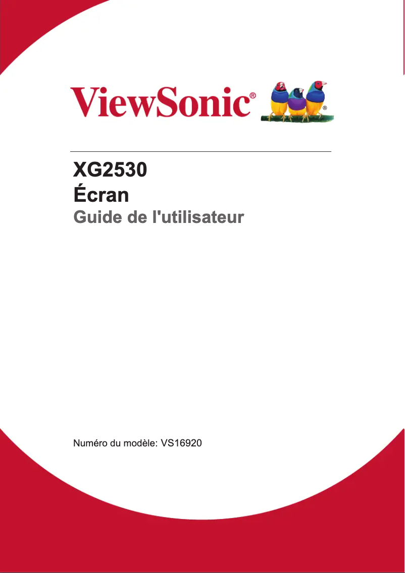 Page n°1 - Manuel utilisateur Viewsonic XG2530