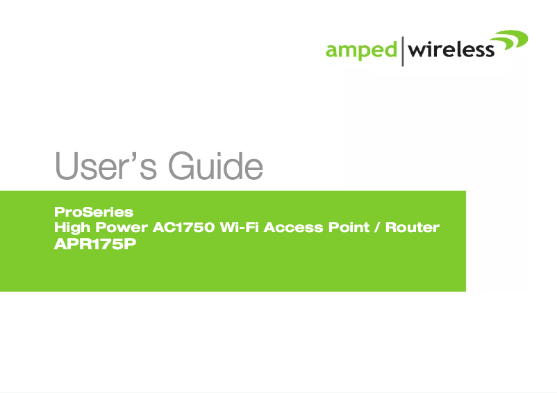 Page n°1 - Manuel utilisateur Amped Wireless ProSeries APR175P