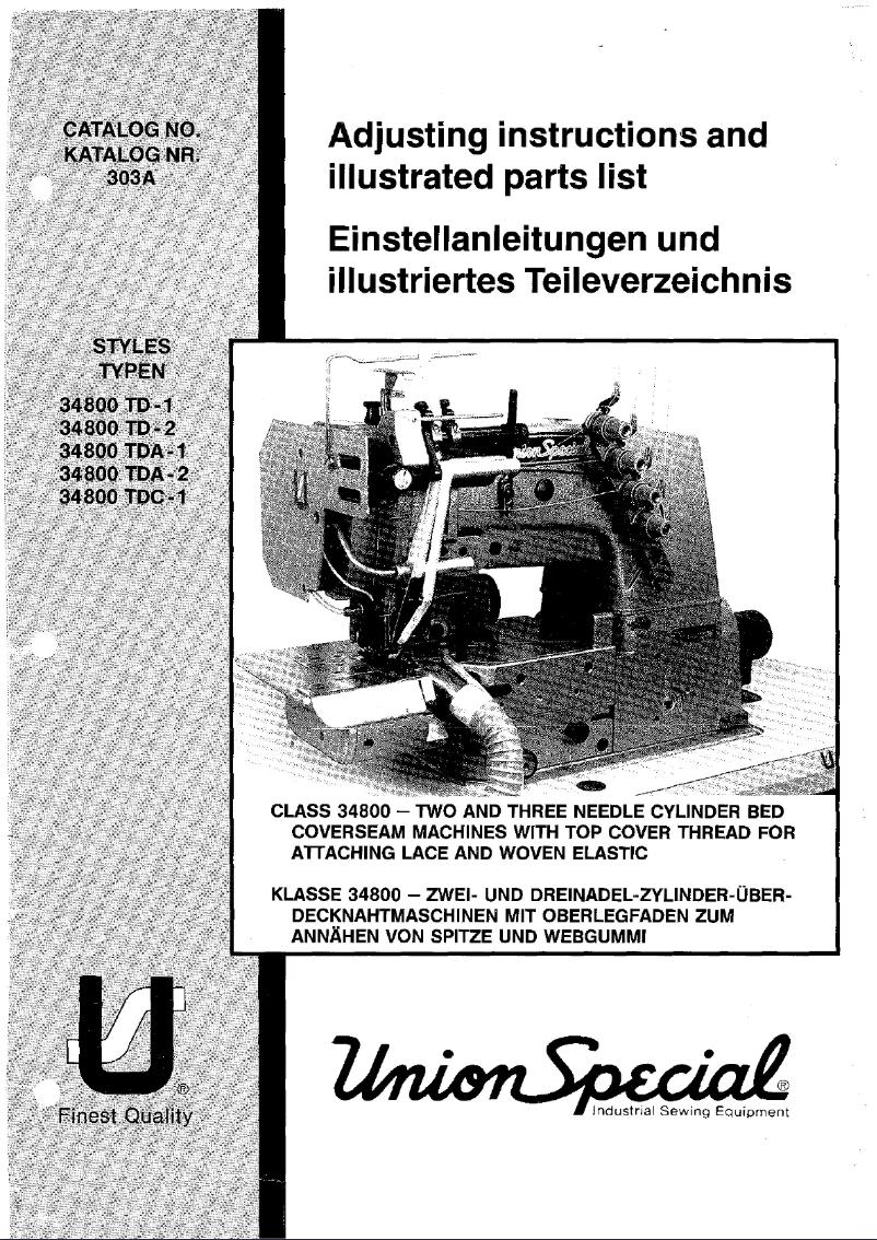 Page n°1 - Manuel utilisateur Union Special 34800TDC-1