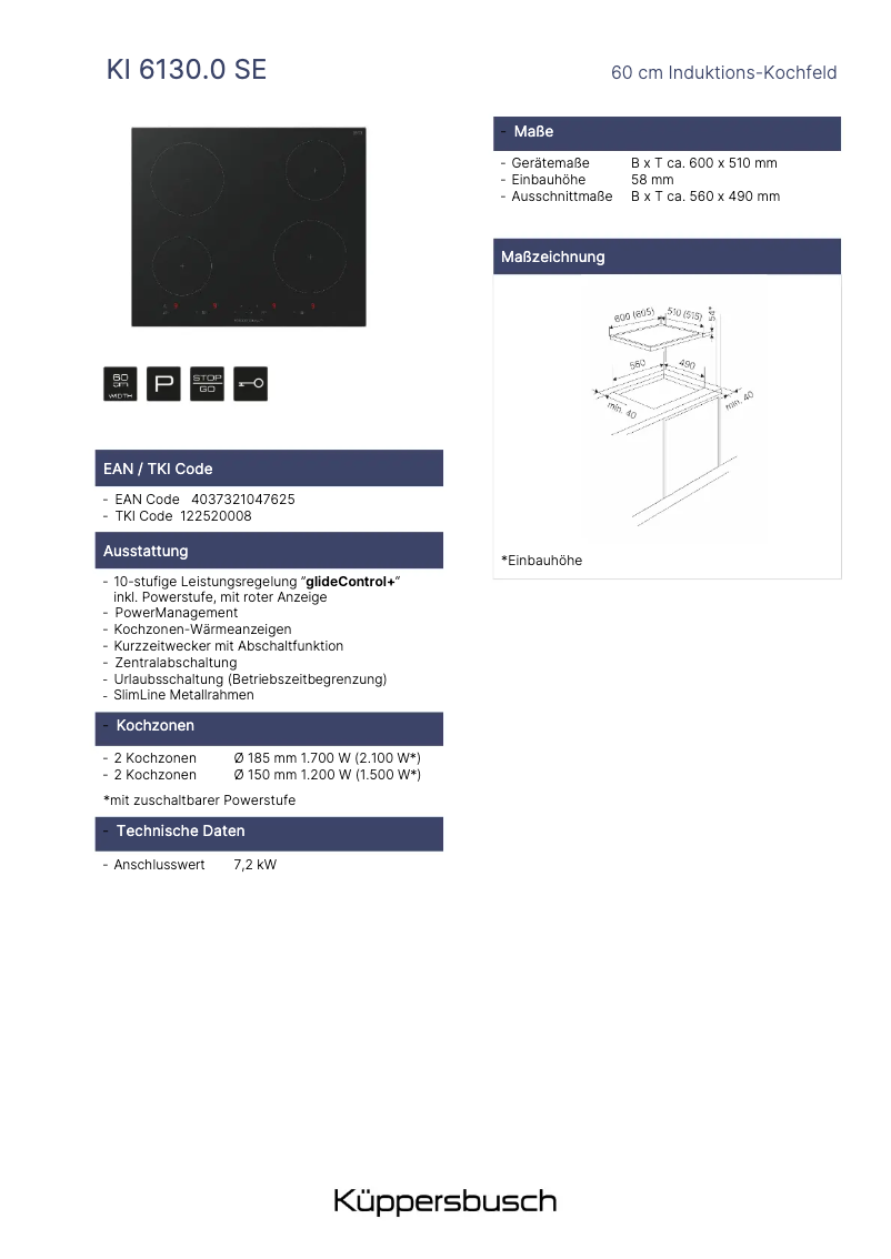 Image de la première page du manuel de l'appareil KI6130.0SE