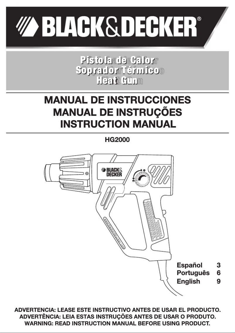 Imagen de la primera página del manual del dispositivo HG2000