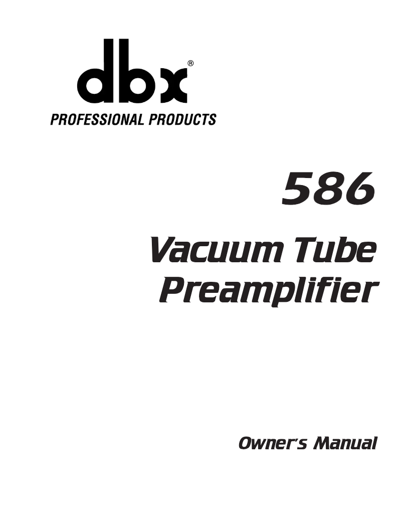 Page n°1 - Manuel utilisateur DBX 586
