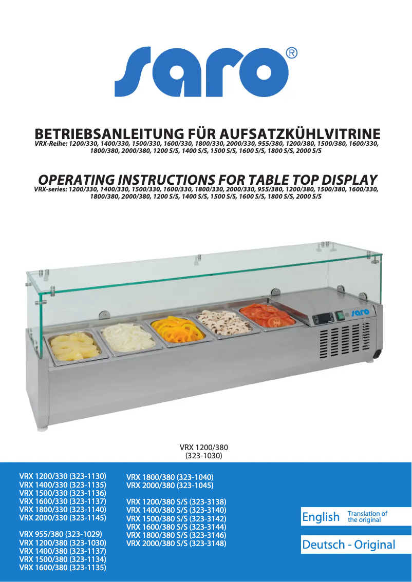 Page n°1 - Manuel utilisateur Saro VRX 955 / 380