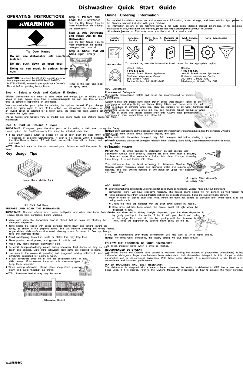 Page 1 de la notice Guide de démarrage rapide Jenn-Air JDAF5924RX