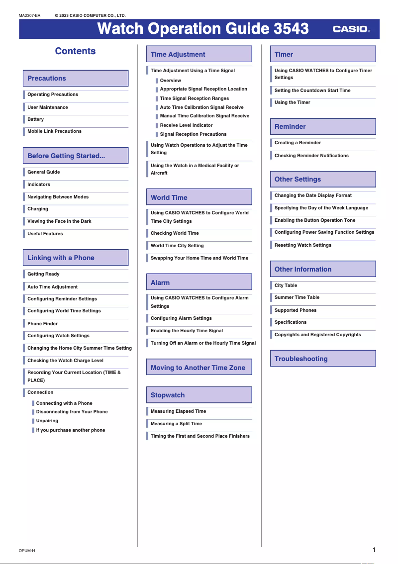 Image de la première page du manuel de l'appareil G-Shock DW-5000