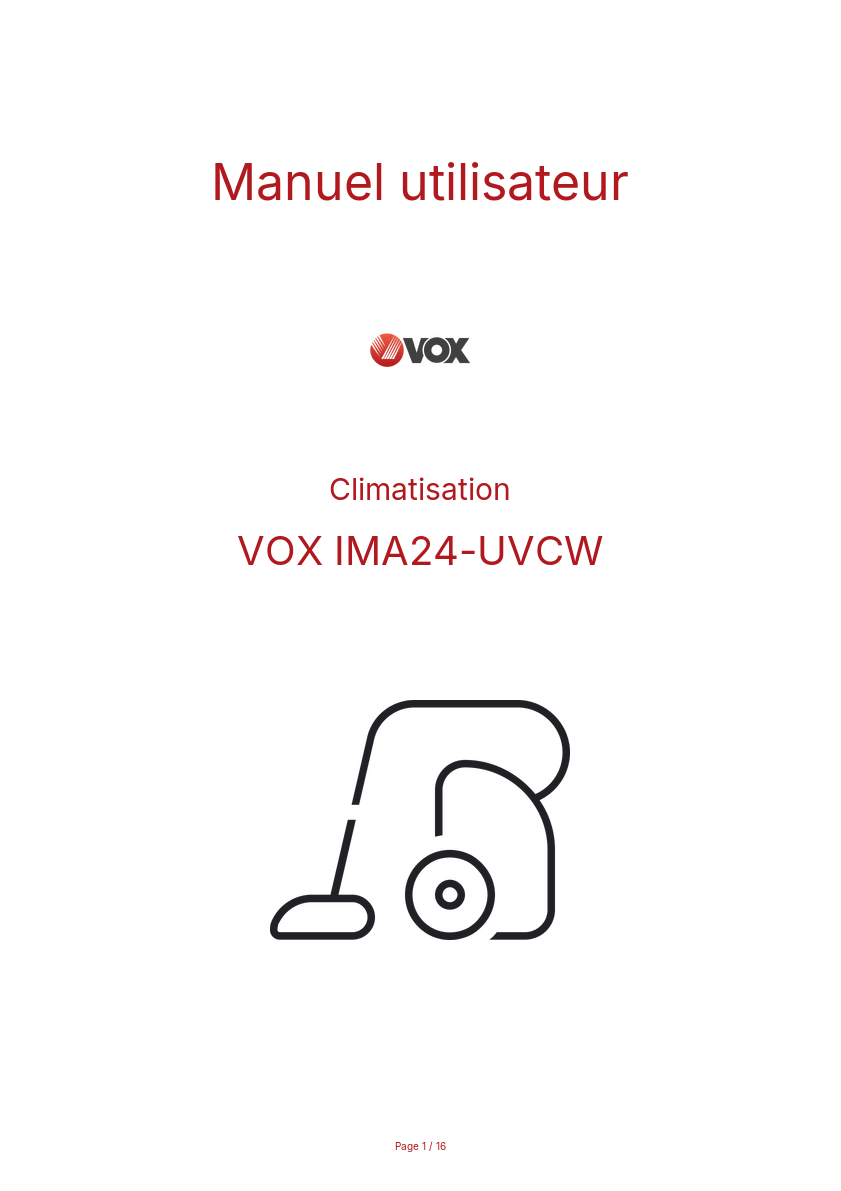 Page n°1 - Manuel utilisateur VOX IMA24-UVCW