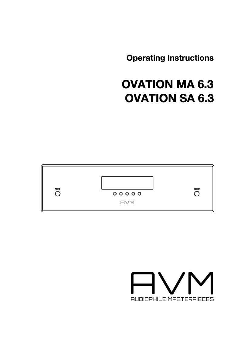 Page n°1 - Manuel utilisateur AVM Ovation SA 6.3