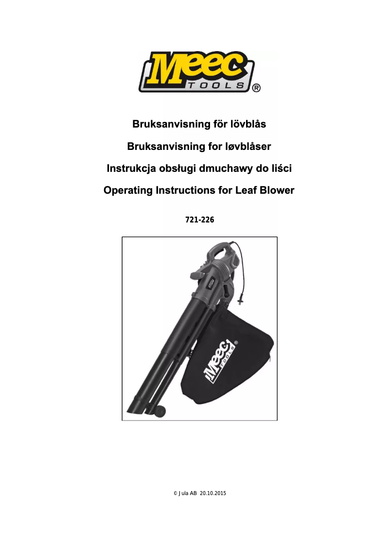 Page n°1 - Manuel utilisateur Meec Tools 721-226