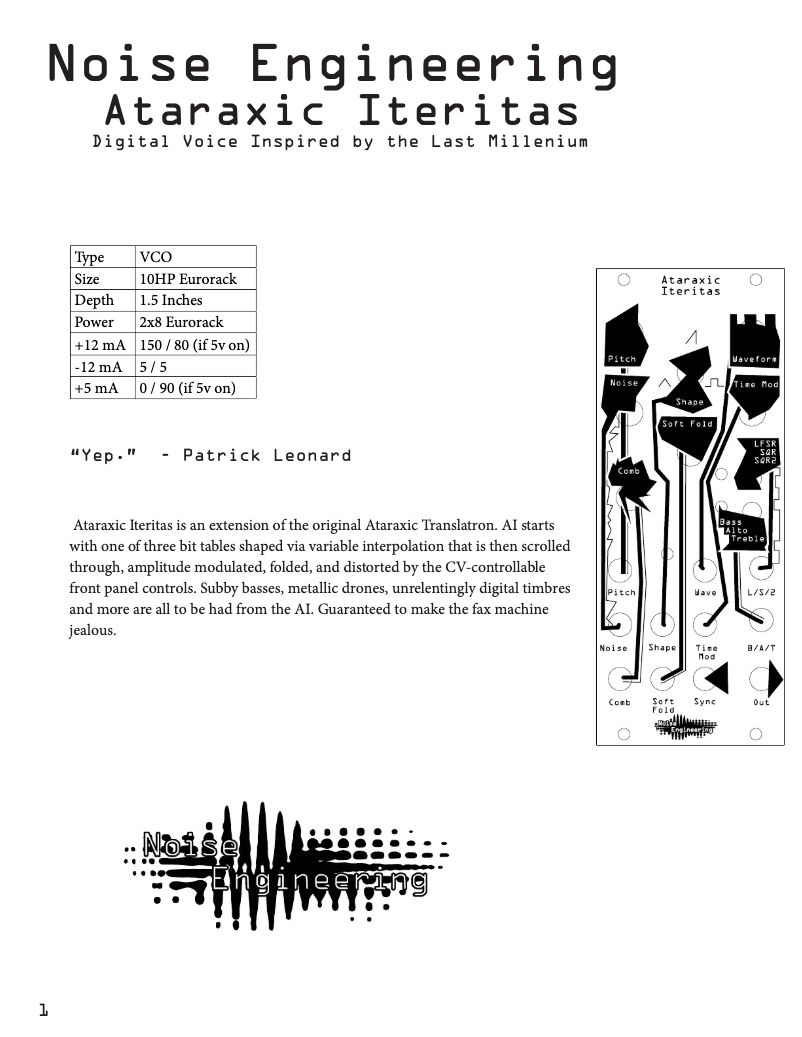Image de la première page du manuel de l'appareil Ataraxic Iteritas