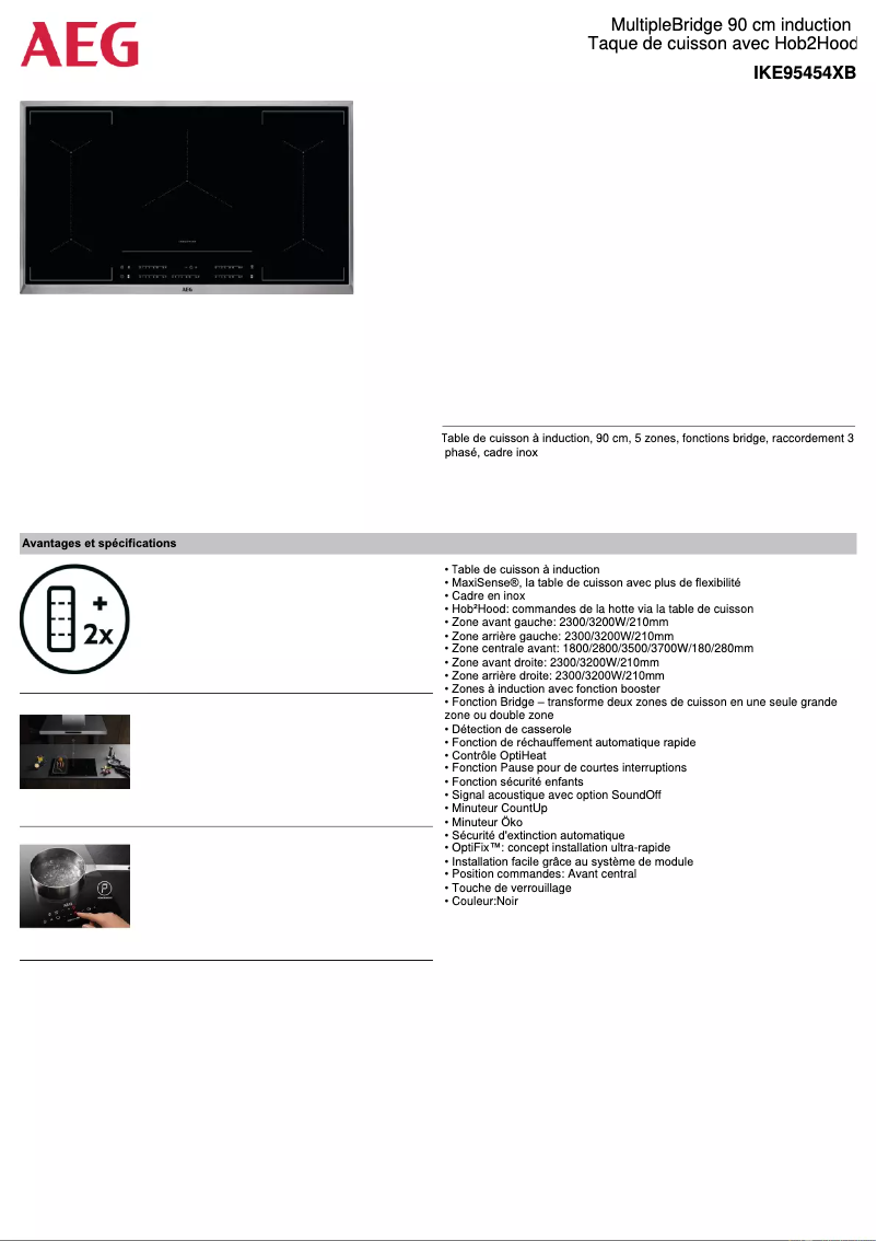 Page n°1 - Fiche technique AEG IKE95454XB