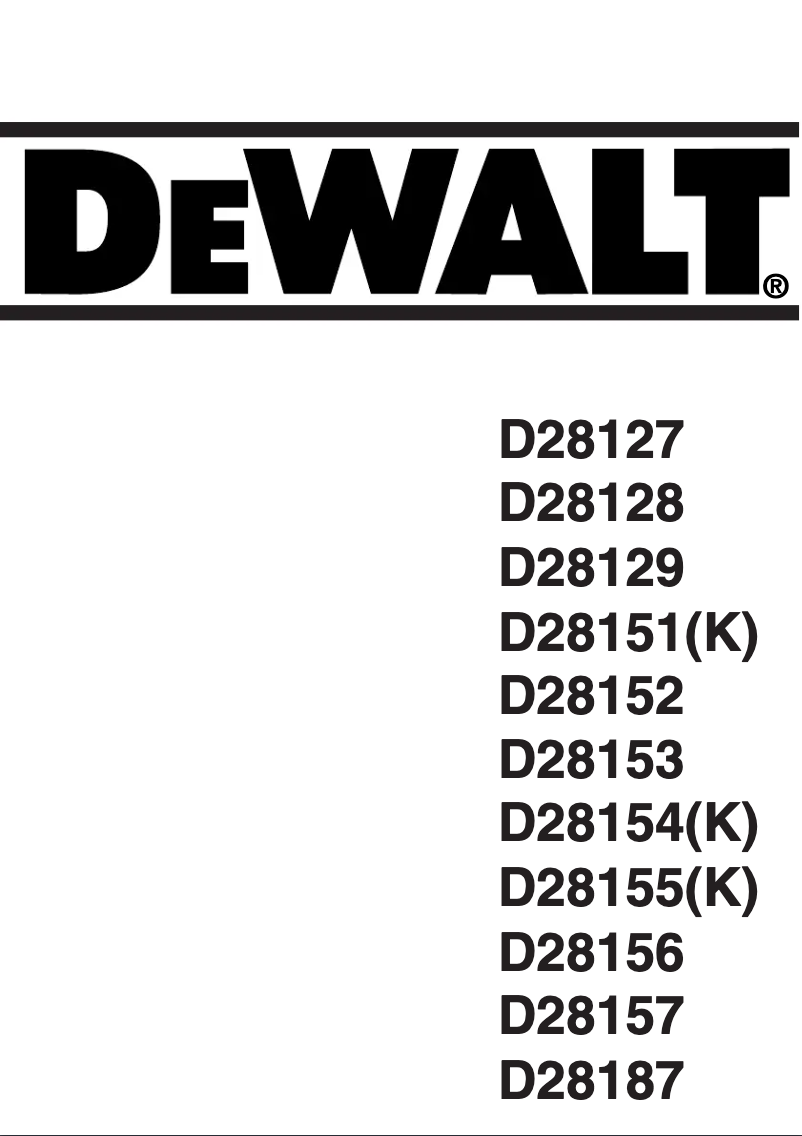 Page n°1 - Manuel utilisateur DeWalt D28155