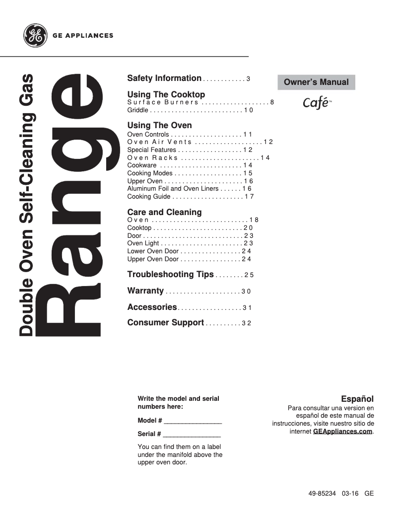 Página 1 del manual Manual de uso y mantenimiento GE Cafe CGS990SETSS