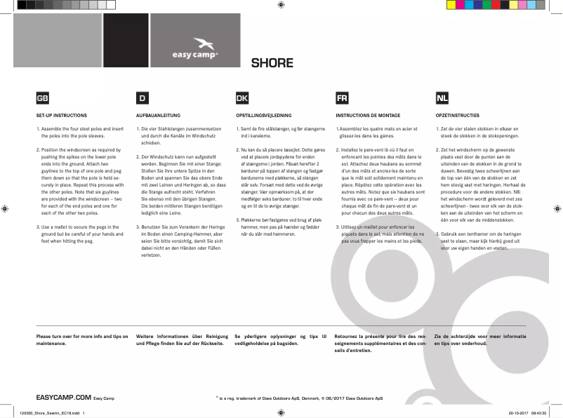 Page n°1 - Manuel utilisateur Easy Camp Shore