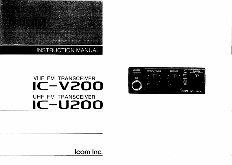 Page n°1 - Manuel utilisateur ICOM IC-V200