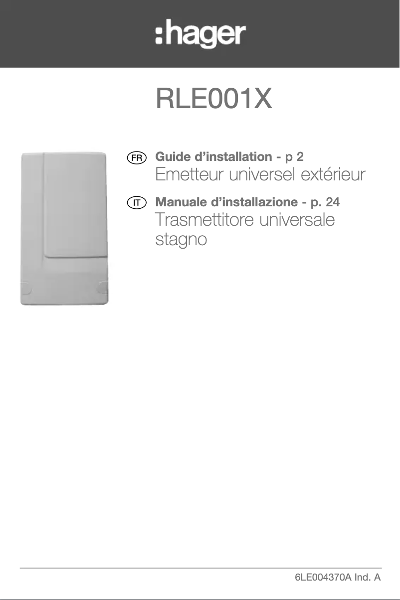 Page 1 de la notice Manuel utilisateur Hager RLE001X