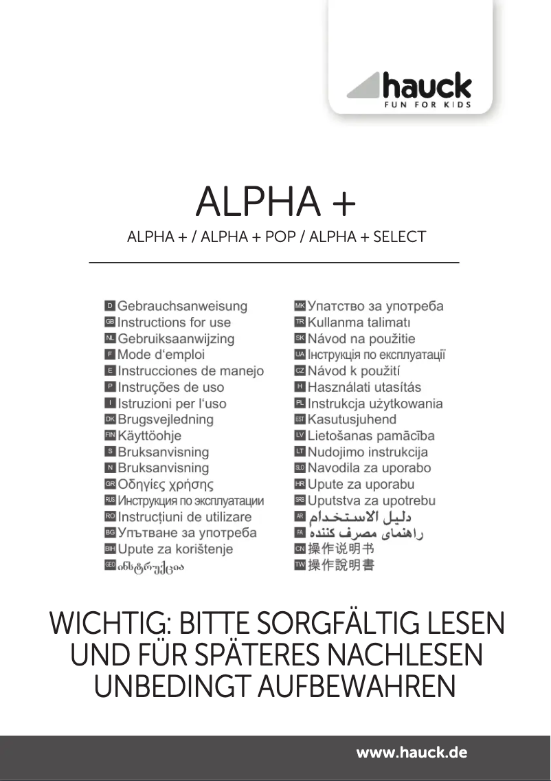 Page n°1 - Manuel utilisateur Hauck Alpha+