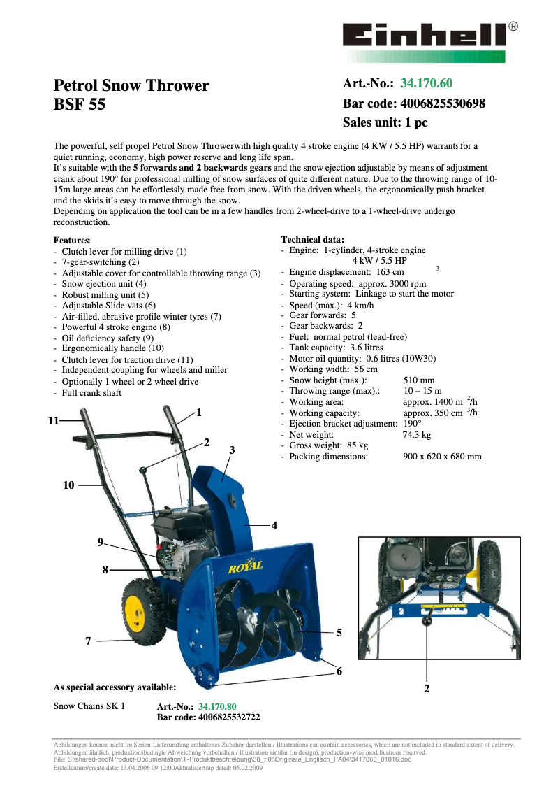Page n°1 - Manuel utilisateur Einhell BSF 55