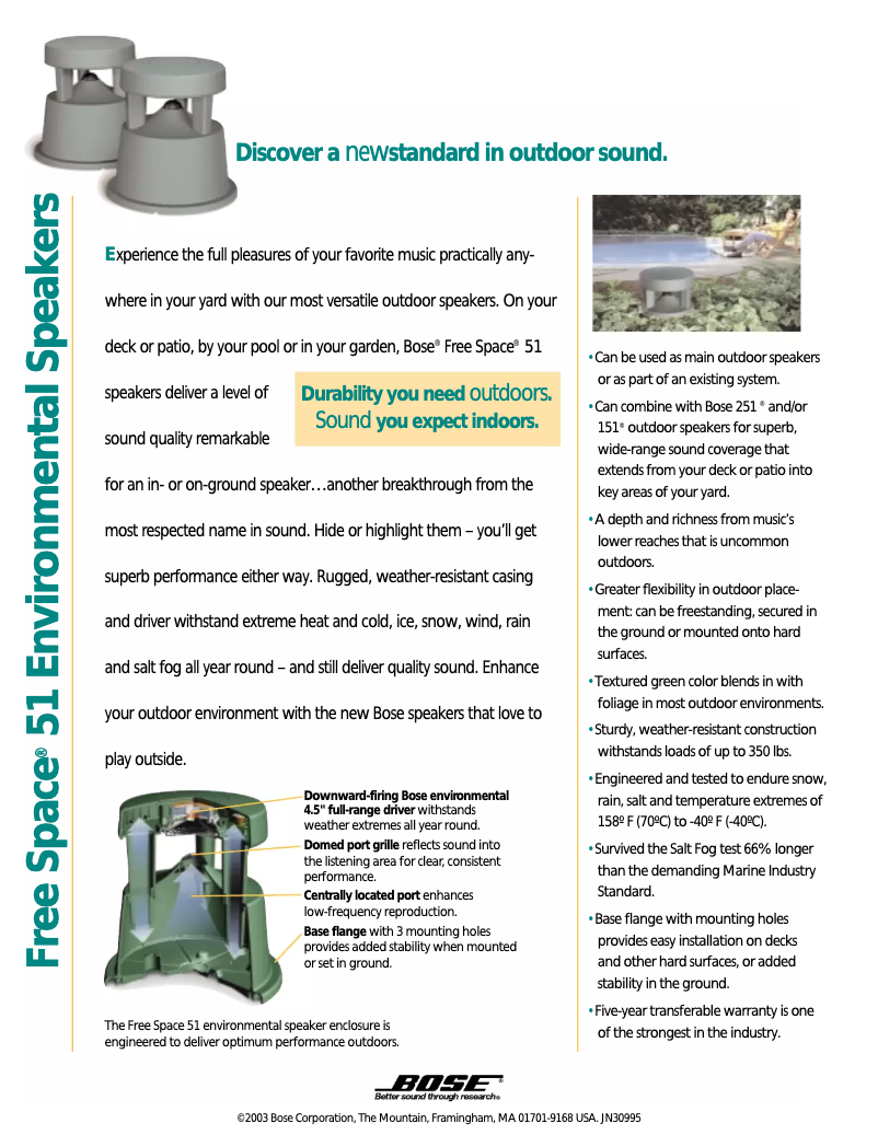 Page 1 de la notice Brochure Bose FreeSpace 51