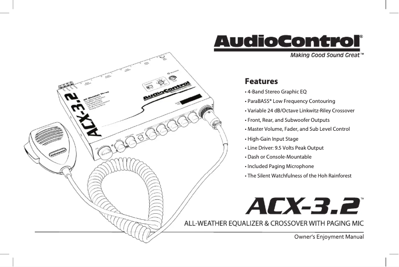 Page 1 de la notice Manuel utilisateur AudioControl ACX-3.2