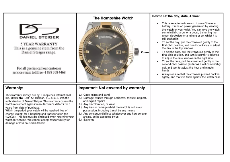 Image de la première page du manuel de l'appareil Hampshire