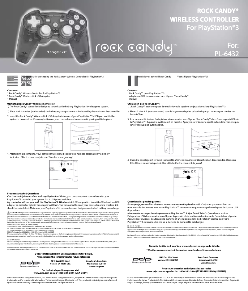 Page n°1 - Manuel utilisateur Rock Candy PL-6432
