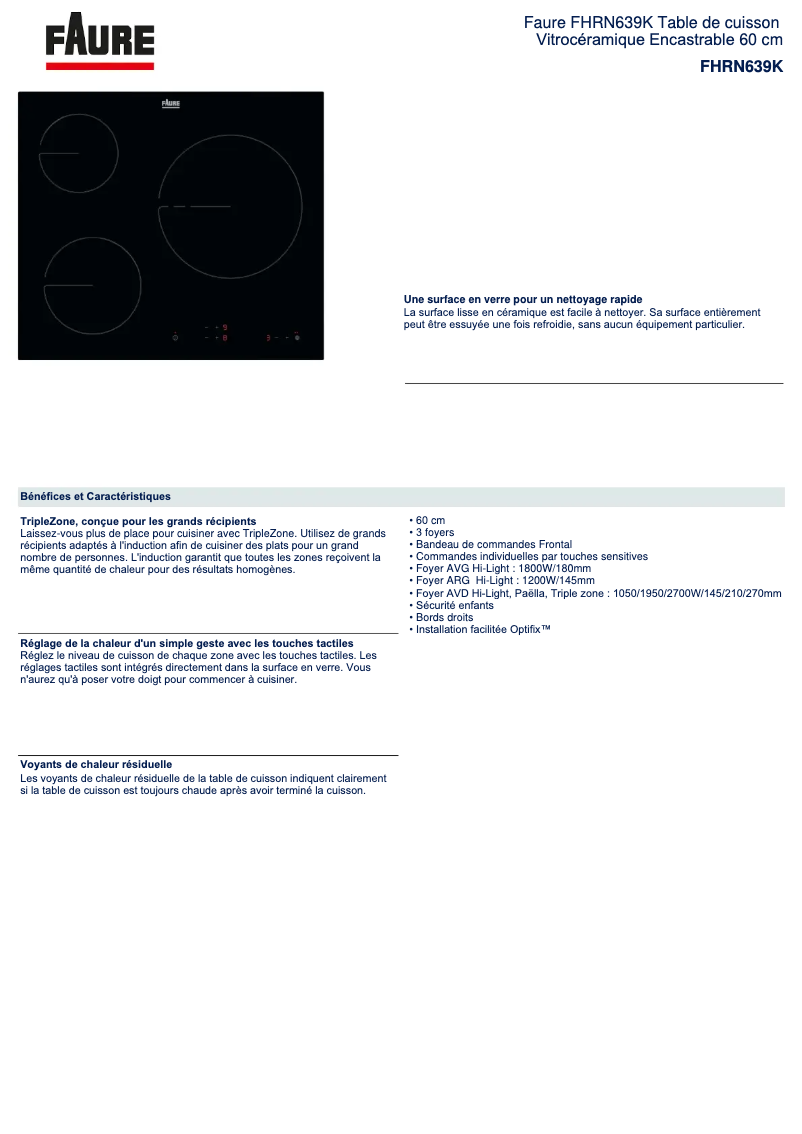 Image de la première page du manuel de l'appareil FHRN639K