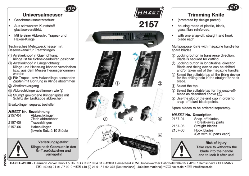 Página 1 del manual Manual de usuario Hazet 2157