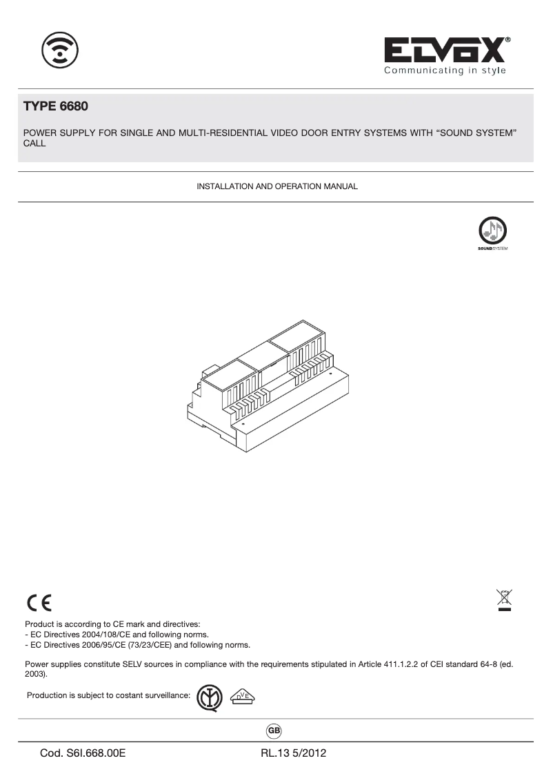 Page n°1 - Manuel utilisateur Vimar ELVOX 6680/V04