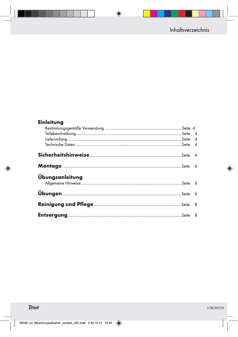 Page n°1 - Manuel utilisateur Crivit Z30601