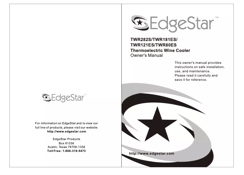 Page 1 de la notice Manuel utilisateur EdgeStar TWR282S