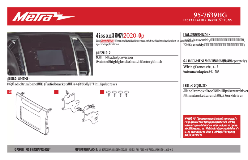 Page n°1 - Manuel utilisateur Metra 95-7639HG