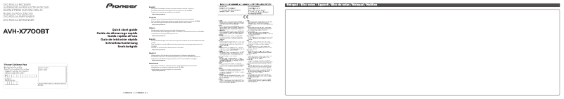 Page n°1 - Guide de démarrage rapide Pioneer AVH-X7700BT