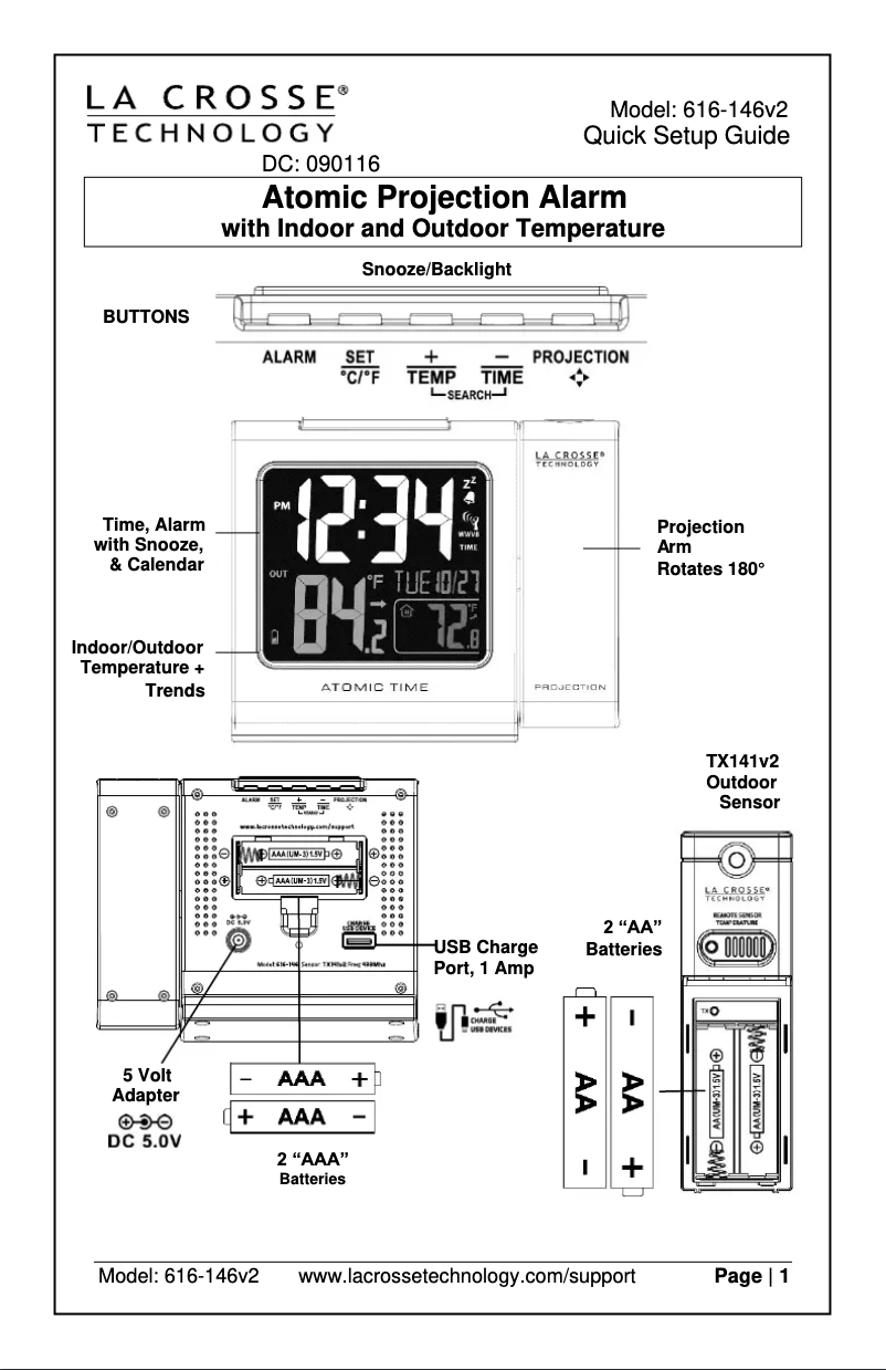 Page n°1 - Manuel utilisateur La Crosse Technology 616-146V2