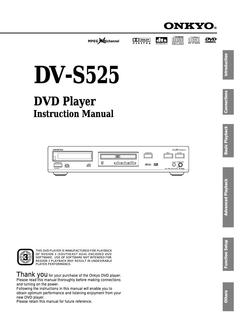 Page 1 de la notice Manuel utilisateur Onkyo DV-S525