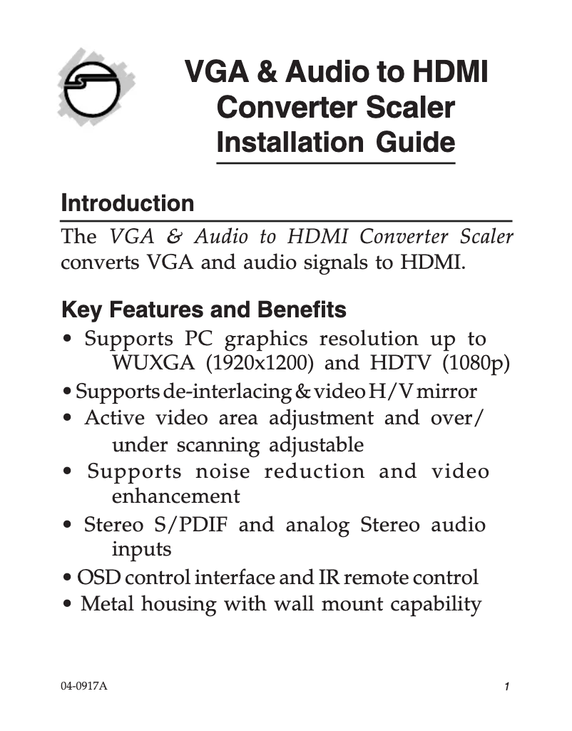 Page n°1 - Manuel utilisateur Siig CE-H21Y11-S1